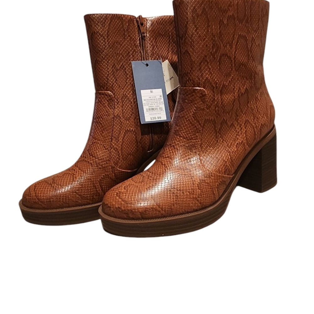 NWT Brown Snake Print Ankle Boots
